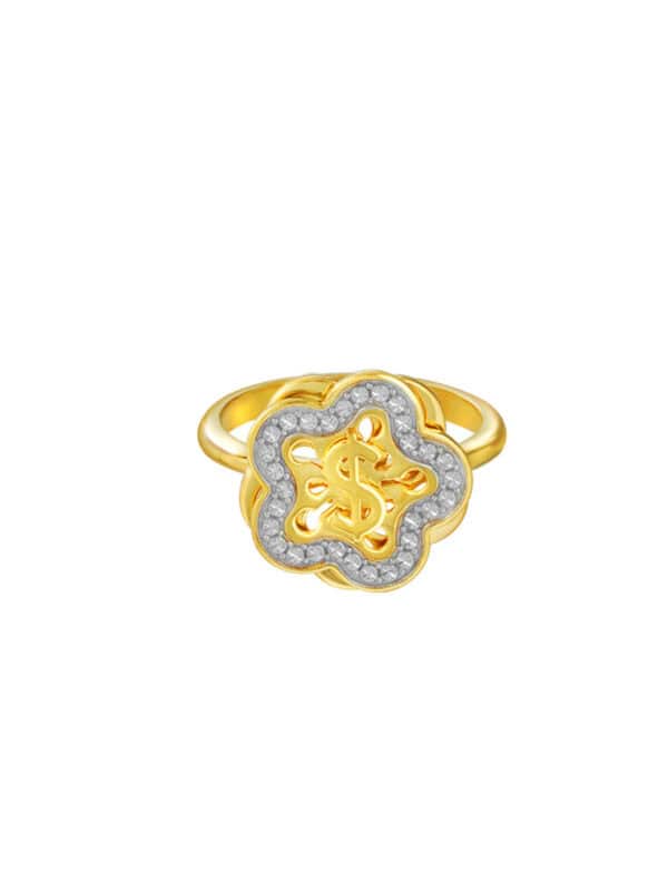 TOMEI Diamond Cut Collection Wealthy Flower Ring, Yellow Gold 916