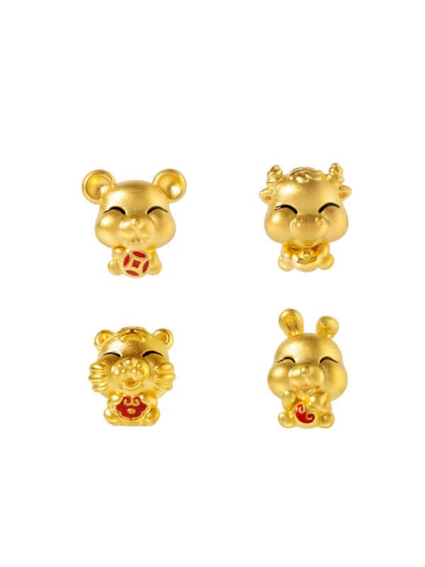 TOMEI [2026 Edition] Chubby Zodiac Charm with Red Rope Bracelet, Yellow Gold 999