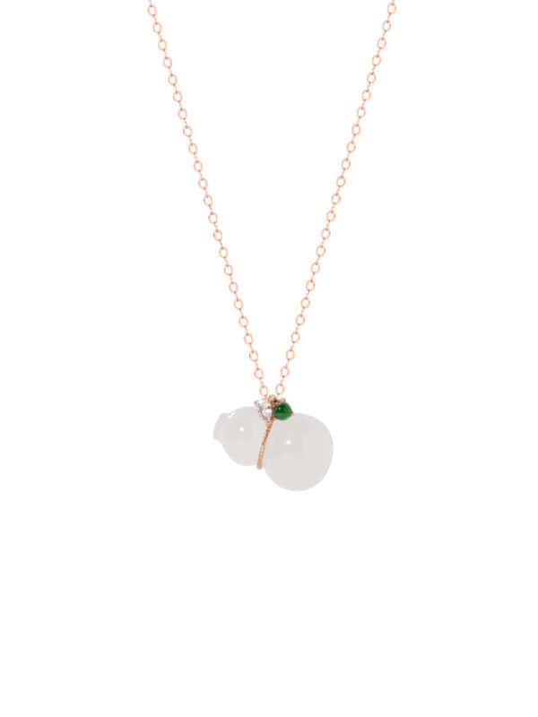 TOMEI Nephrite Series Gourd Necklace, Rose Gold 750