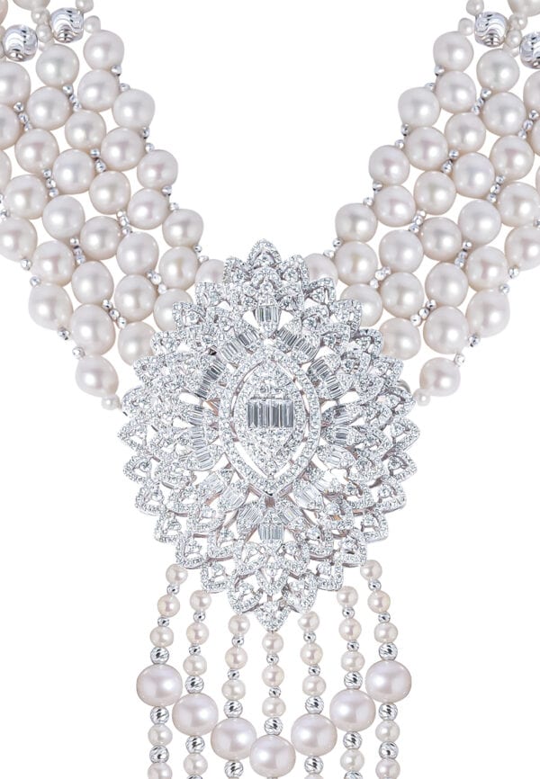 TOMEI Pearl Diamond Necklace, White Gold 750