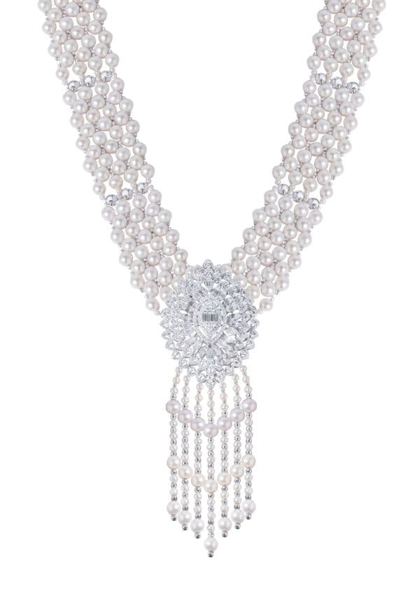 TOMEI Pearl Diamond Necklace, White Gold 750