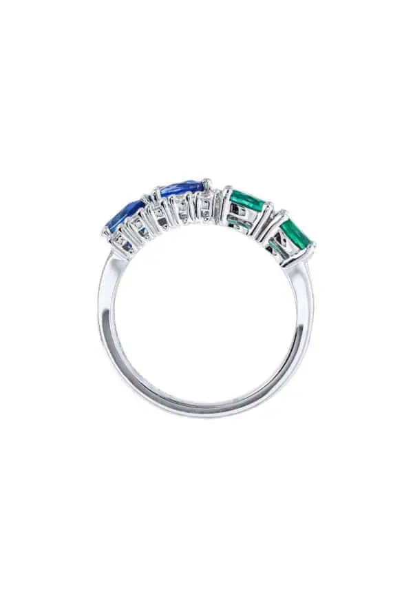 TOMEI Emerald & Sapphire Collection Ring, White Gold 750