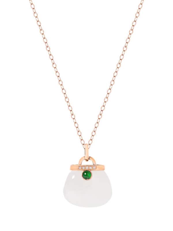 TOMEI Nephrite Handbag Necklace, Rose Gold 750