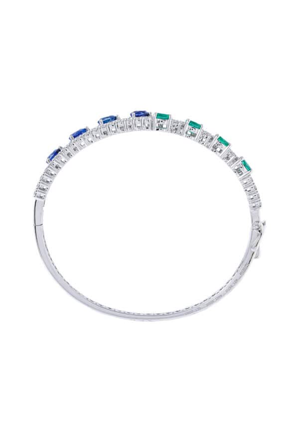 TOMEI Emerald & Sapphire Collection Bangle, White Gold 750