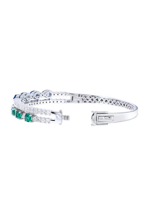 TOMEI Emerald & Sapphire Collection Bangle, White Gold 750