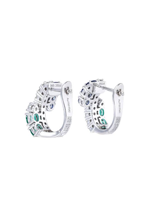 TOMEI Emerald & Sapphire Collection Earrings, White Gold 750