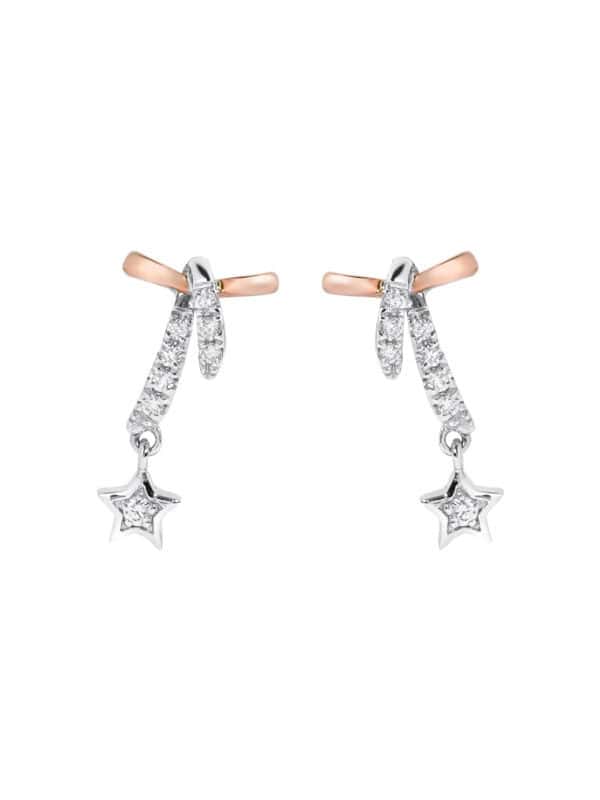 TOMEI Starlight Symphony Diamond Earrings, White+Rose Gold 585