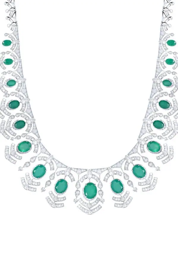 TOMEI Green Onyx Diamond Necklace, White Gold 750