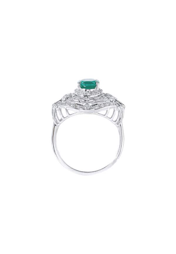 TOMEI Green Onyx Diamond Ring, White Gold 750