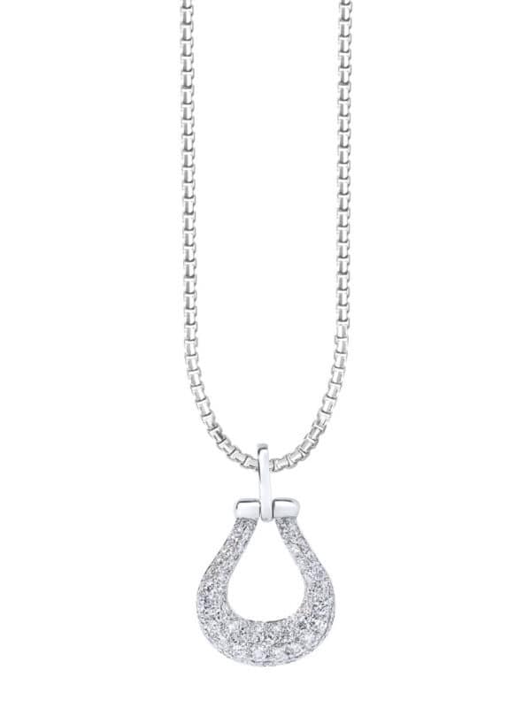 TOMEI Horseshoe Diamond Pendant Set, White Gold 585