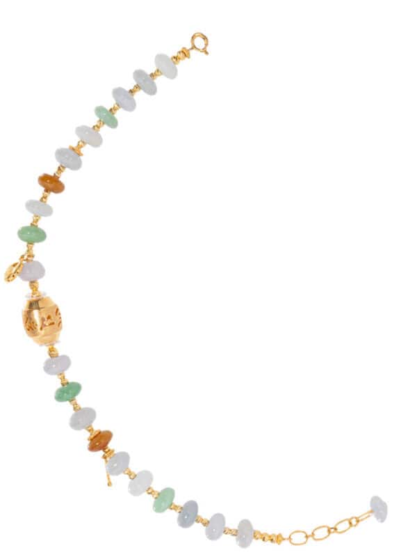 TOMEI Five Blessings Jade Bracelet, Yellow Gold 750