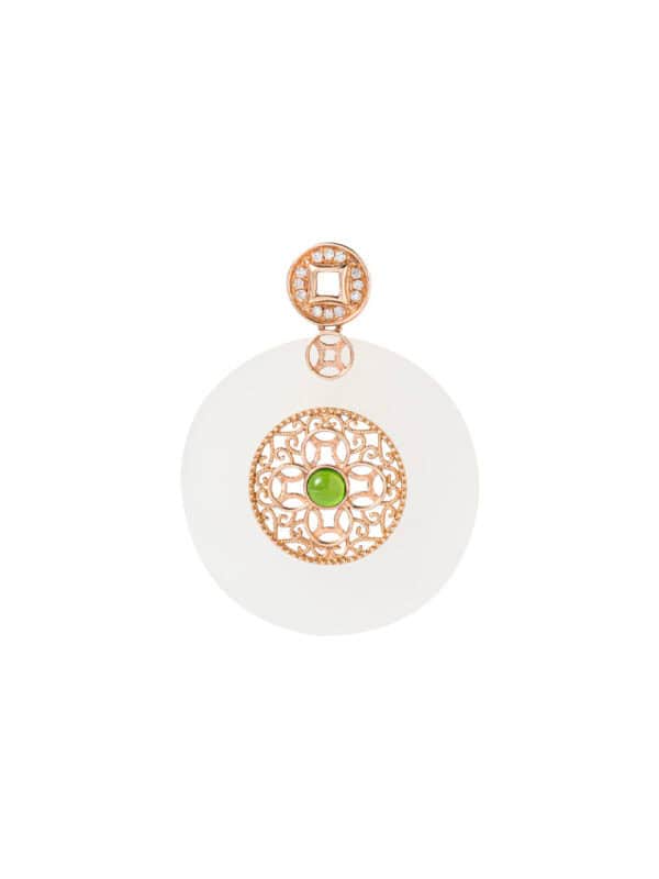 TOMEI Nephrite Pendant, Rose Gold 750