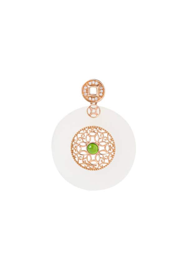 TOMEI Nephrite Pendant, Rose Gold 750