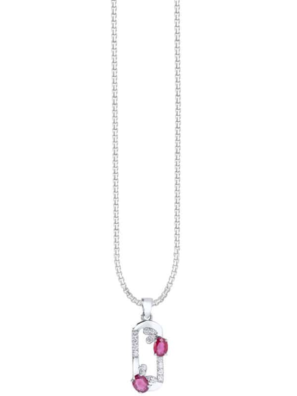 TOMEI Ruby Set Pendant, White Gold 750