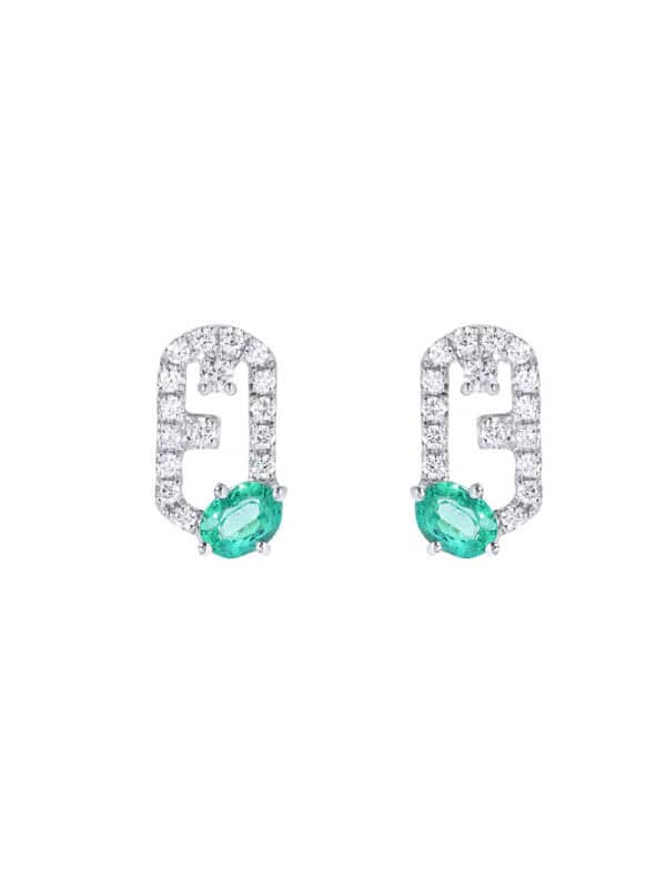 TOMEI Emerald Set Earrings, White Gold 750