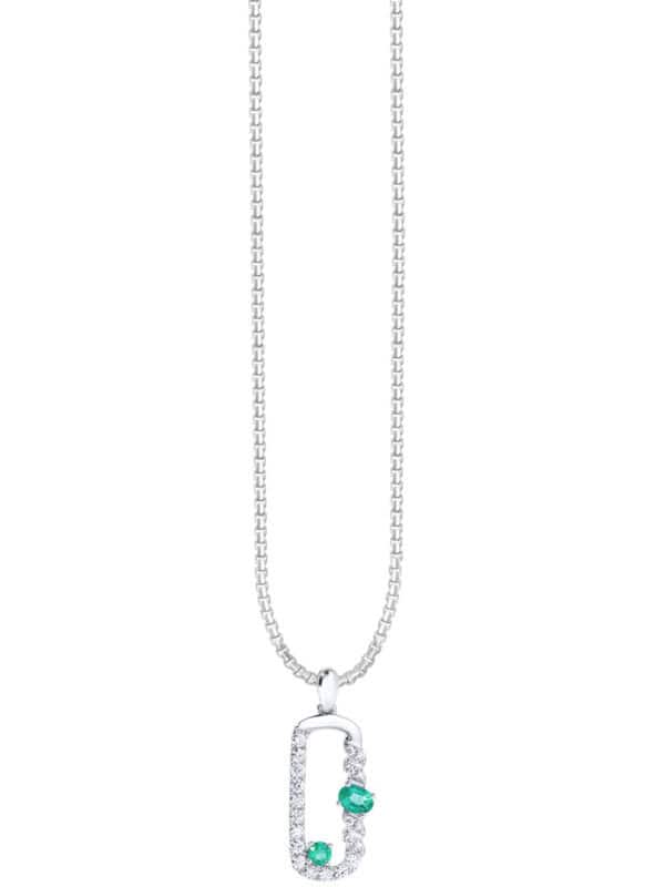 TOMEI Emerald Set Pendant, White Gold 750
