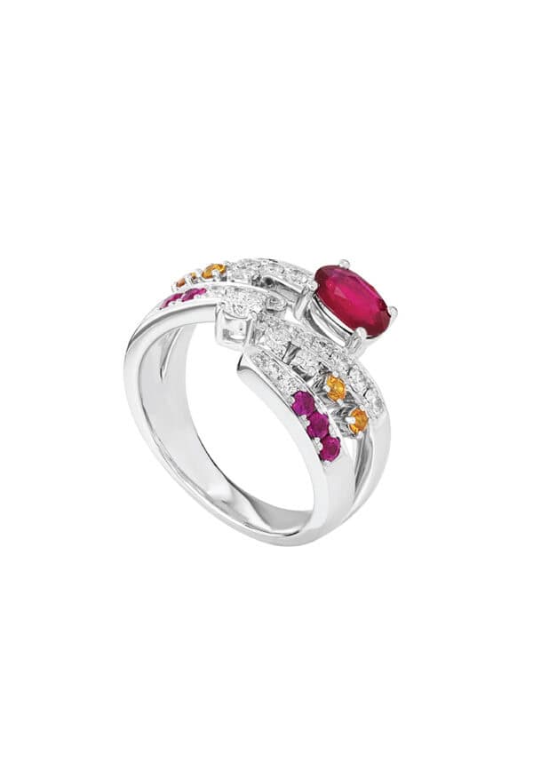 TOMEI LL Royal Ruby Ring, White Gold 750