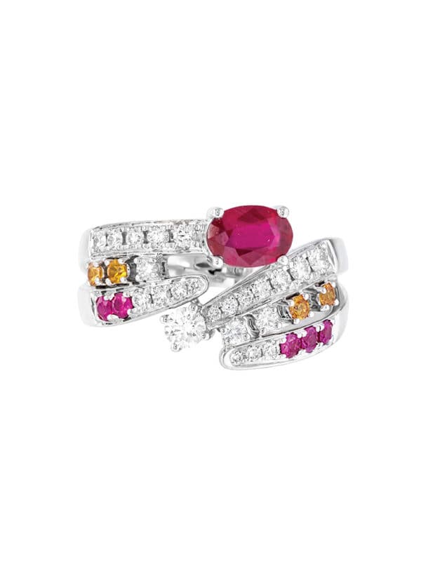 TOMEI LL Royal Ruby Ring, White Gold 750