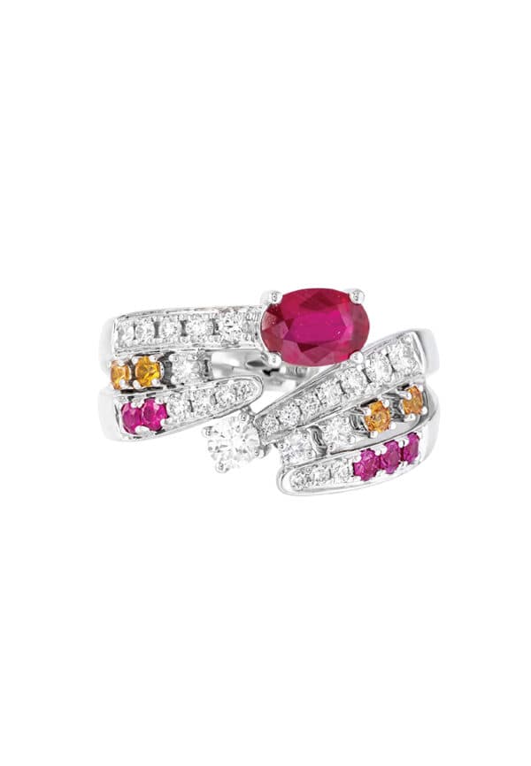 TOMEI LL Royal Ruby Ring, White Gold 750
