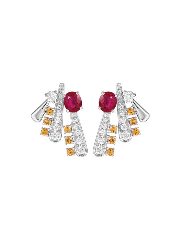 TOMEI LL Royal Ruby Earrings, White Gold 750