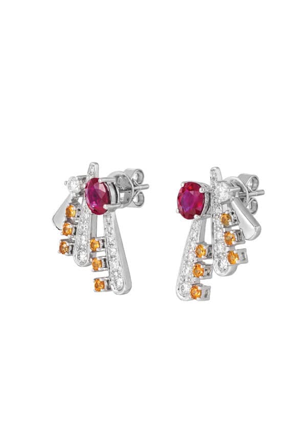 TOMEI LL Royal Ruby Earrings, White Gold 750