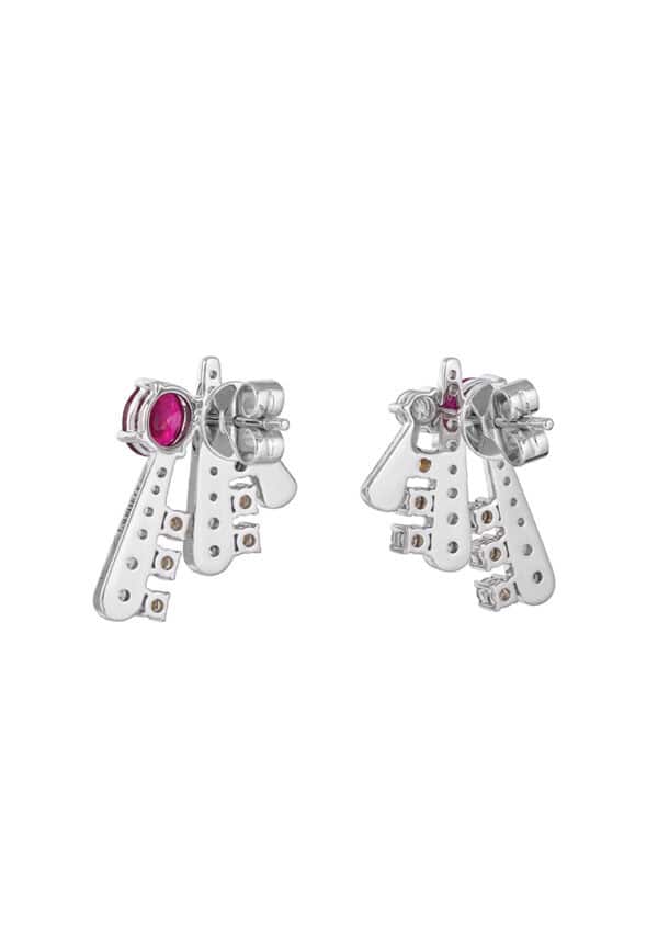 TOMEI LL Royal Ruby Earrings, White Gold 750