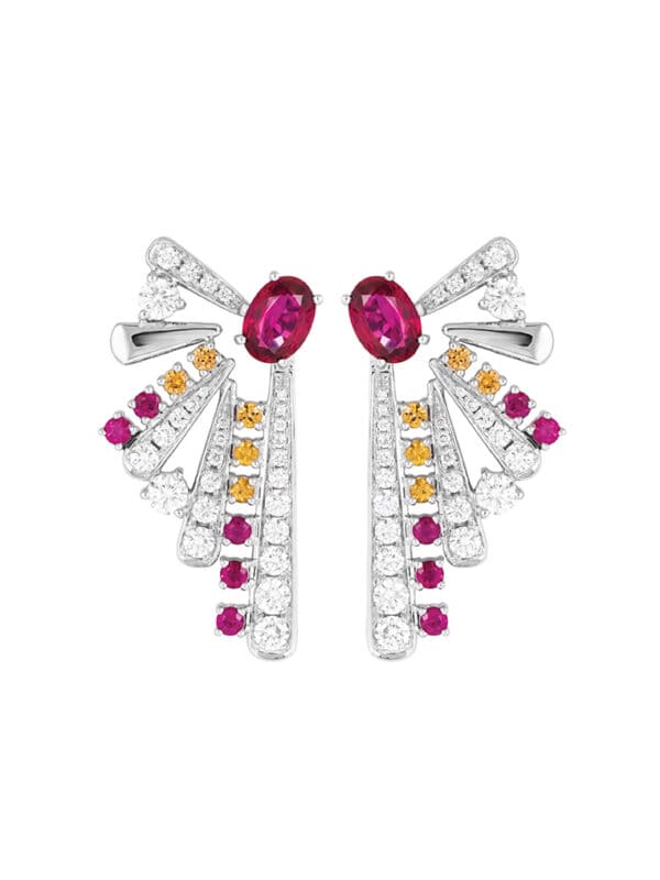 TOMEI LL Royal Ruby Earrings, White Gold 750