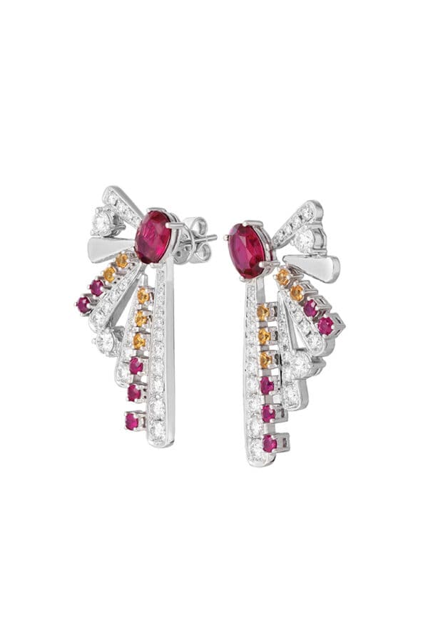 TOMEI LL Royal Ruby Earrings, White Gold 750