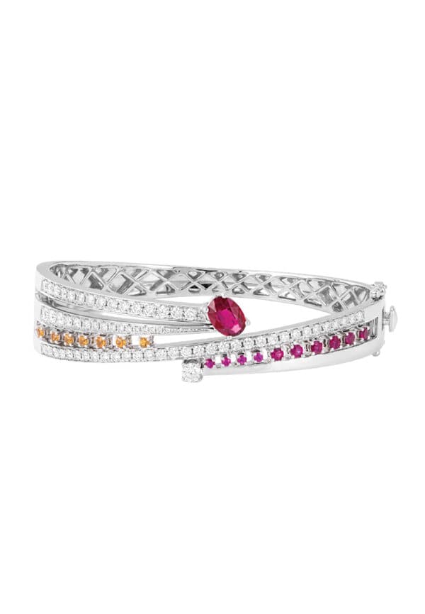WBG-1100x762px TOMEI LL Royal Ruby Bangle, White Gold 750