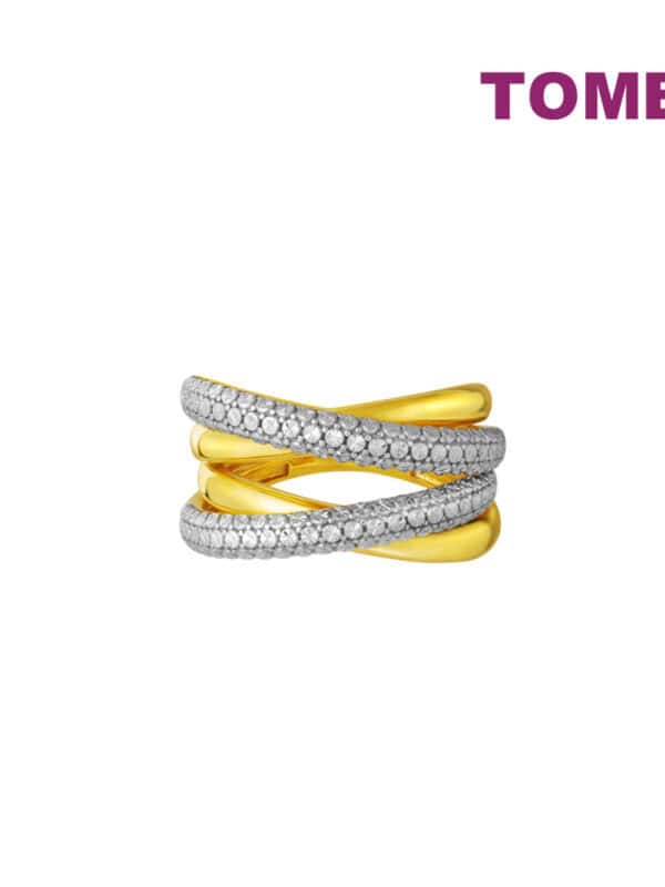 TOMEI Diamond Cut Collection Criss Cross Ring, Yellow Gold 916