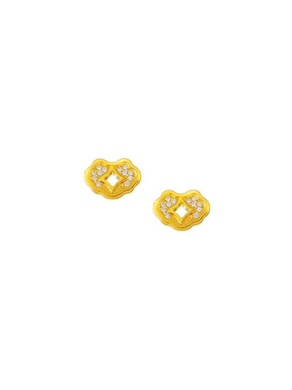 TOMEI Cloud Earrings with Diamond, Yellow Gold 999