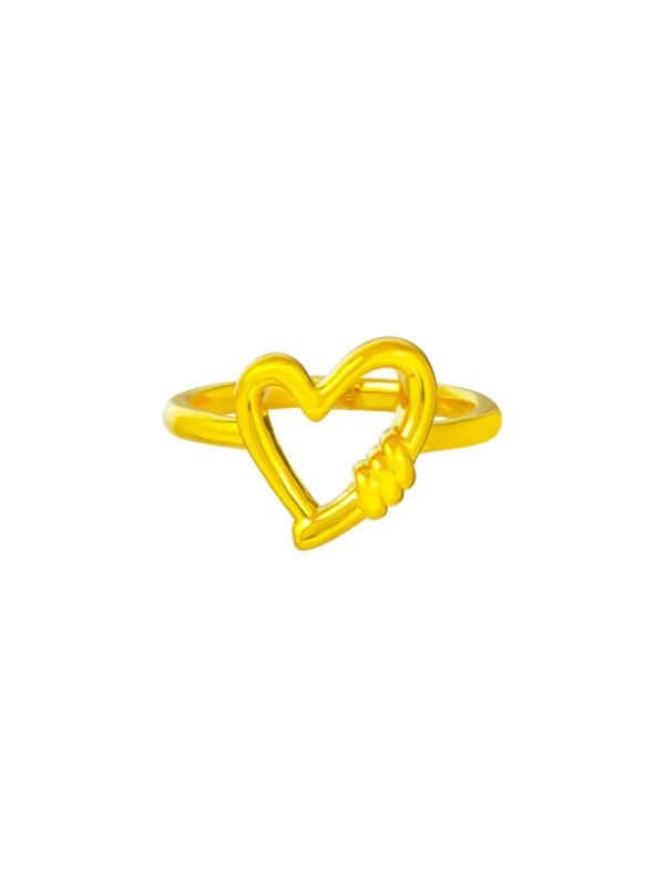 TOMEI Minimalist Heart Ring, Yellow Gold 916 (5D)
