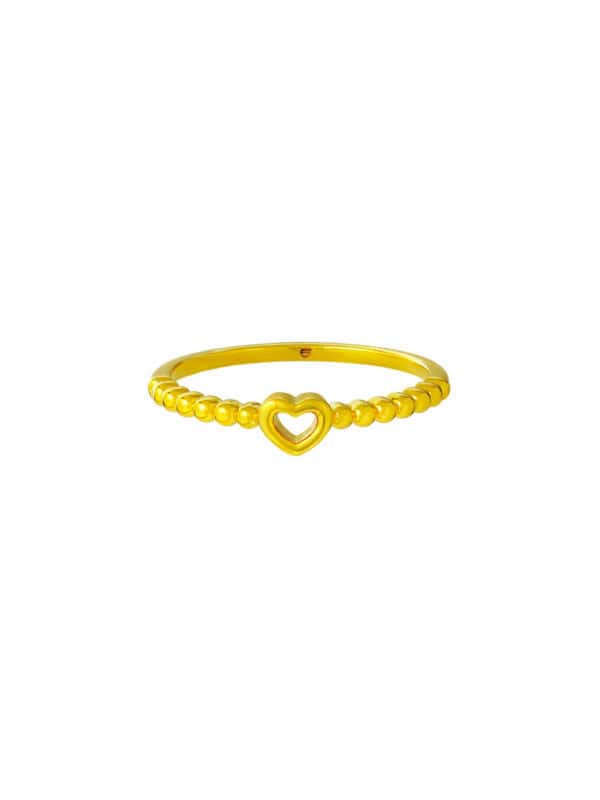 TOMEI Minimalist Heart Ring, Yellow Gold 916 (5D)