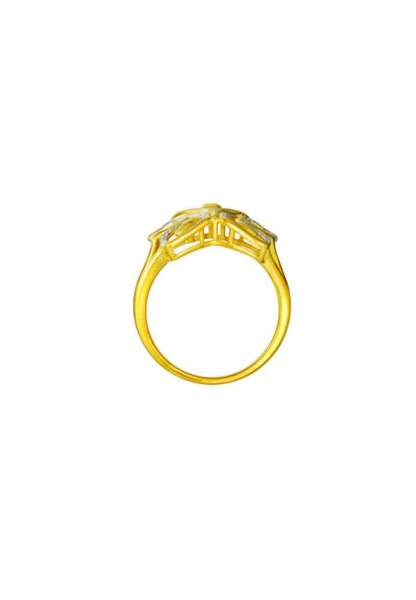 TOMEI Dual-Tone Butterfly Ring, Yellow Gold 916