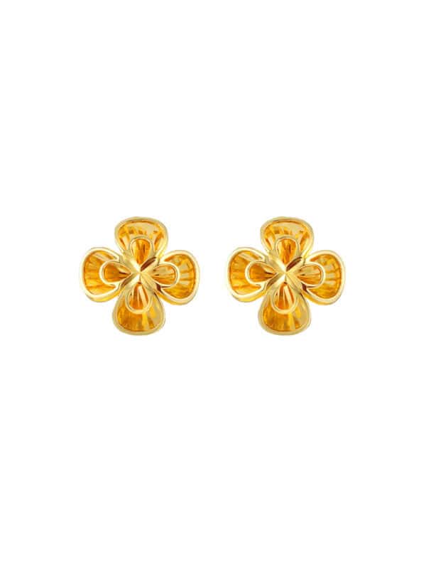 TOMEI Flower Earrings, Yellow Gold 916