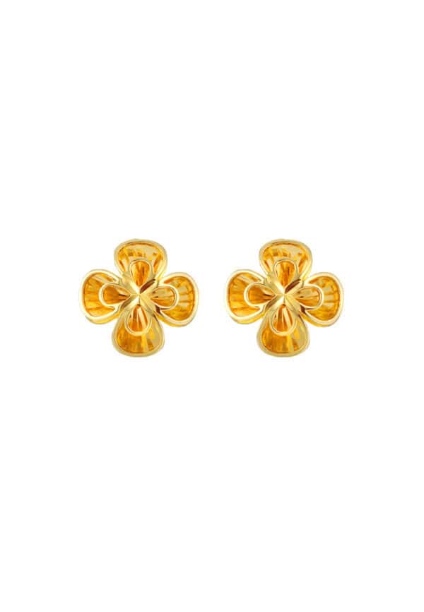 TOMEI Flower Earrings, Yellow Gold 916