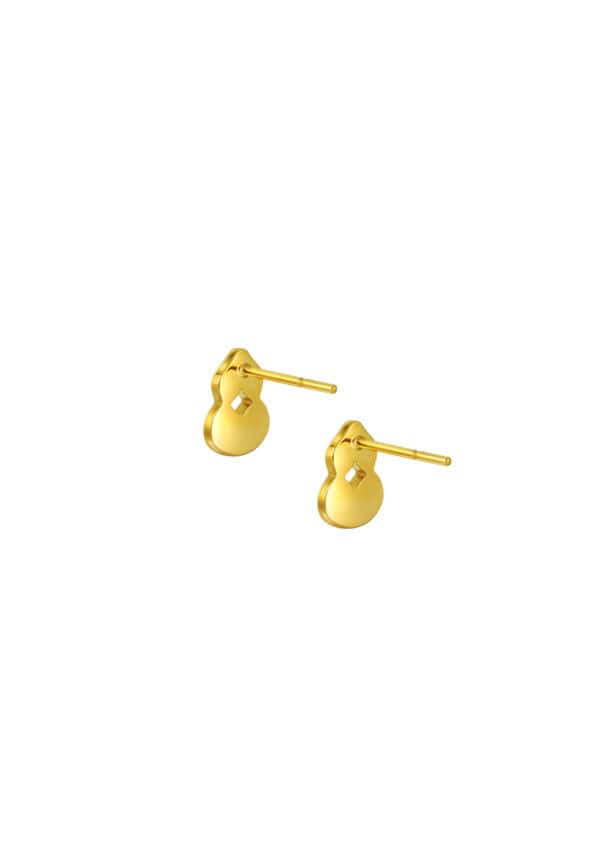 TOMEI Gourd Earrings with Diamond, Yellow Gold 999