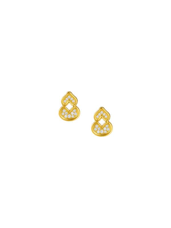 TOMEI Gourd Earrings with Diamond, Yellow Gold 999