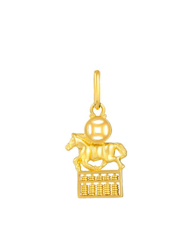 TOMEI Horse On Abacus Pendant, Yellow Gold 916