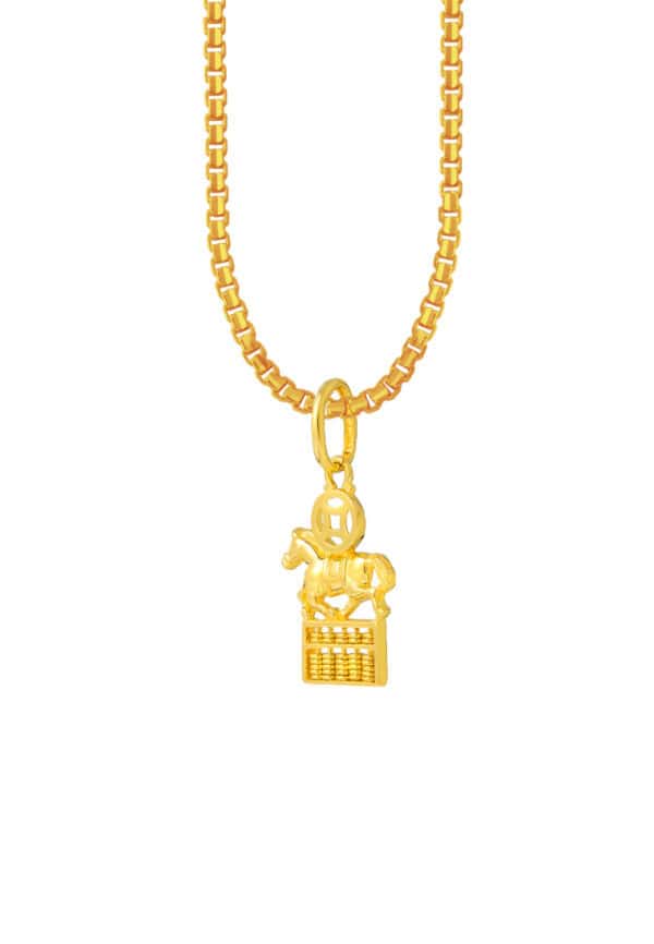 TOMEI Horse On Abacus Pendant, Yellow Gold 916