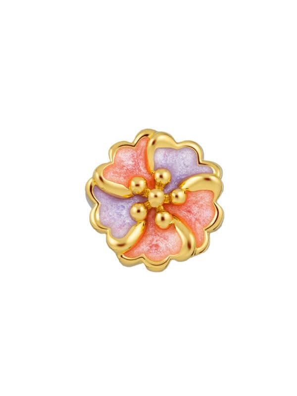 TOMEI Chomel Collection Flower Charm, Yellow Gold 916