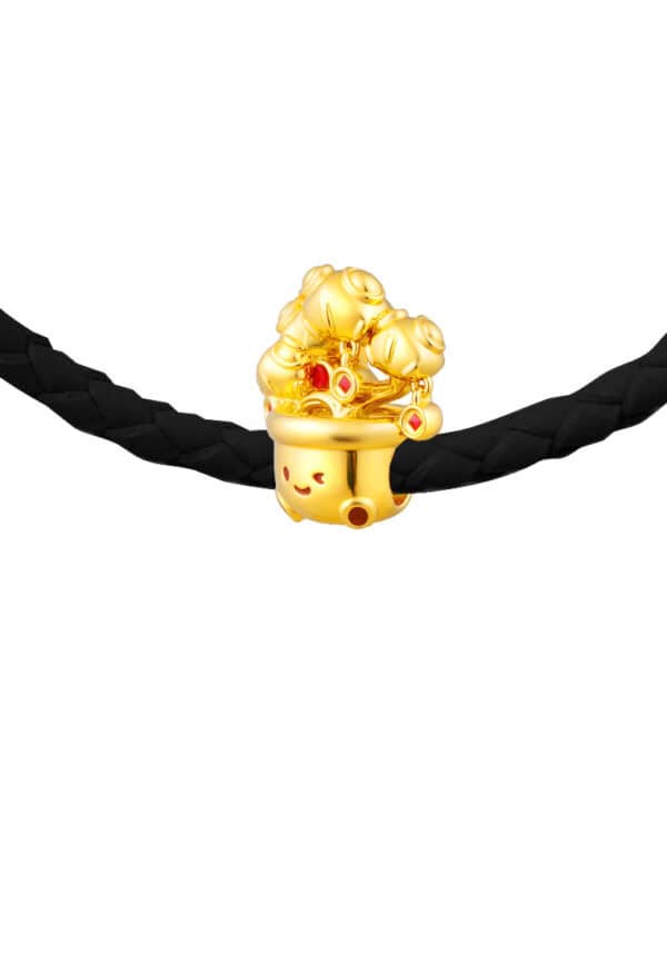 TOMEI Chomel Collection Money Plant Charm, Yellow Gold 916