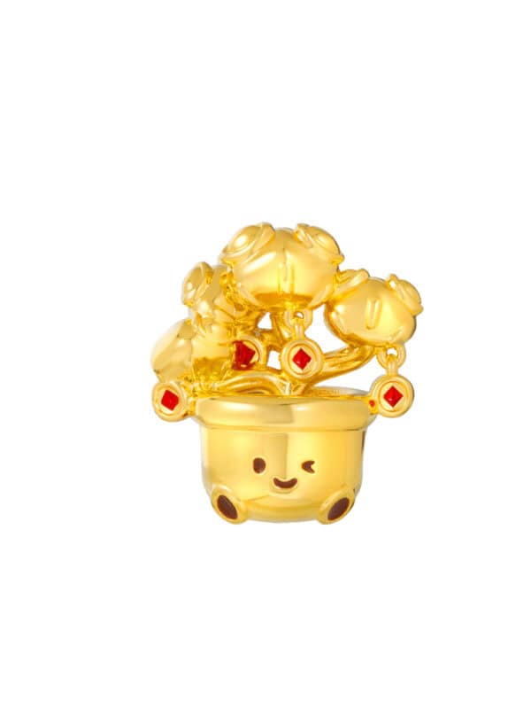 TOMEI Chomel Collection Money Plant Charm, Yellow Gold 916