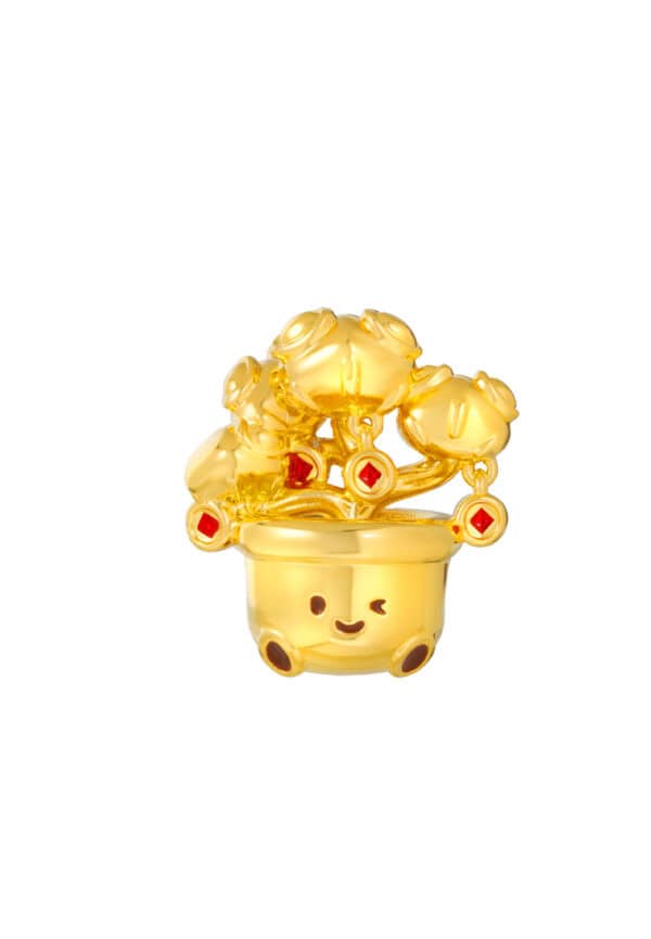 TOMEI Chomel Collection Money Plant Charm, Yellow Gold 916