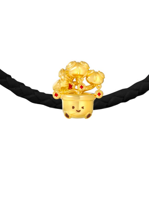 TOMEI Chomel Collection Money Plant Charm, Yellow Gold 916