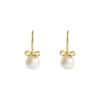 TOMEI Lovely Bow Tie Pearl Earrings, Yellow Gold 585