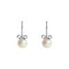 TOMEI Lovely Bow Tie Pearl Earrings, White Gold 585