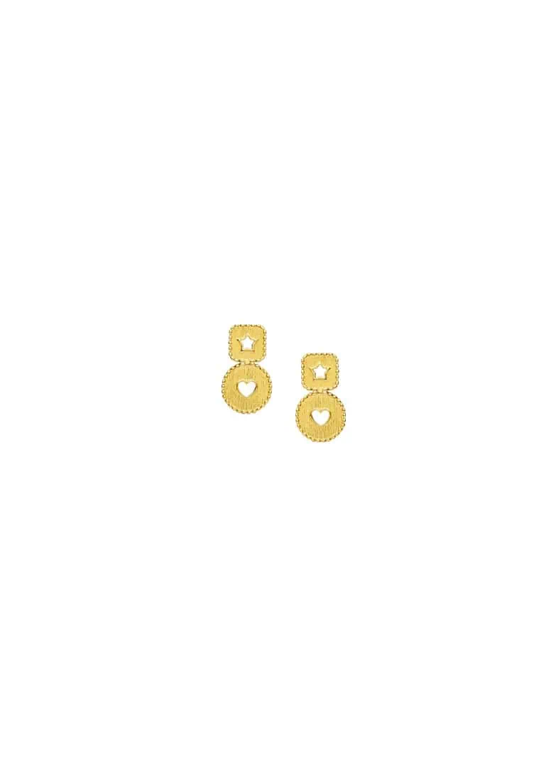 TOMEI x Prima Gold Geometric Earrings, Yellow Gold 999