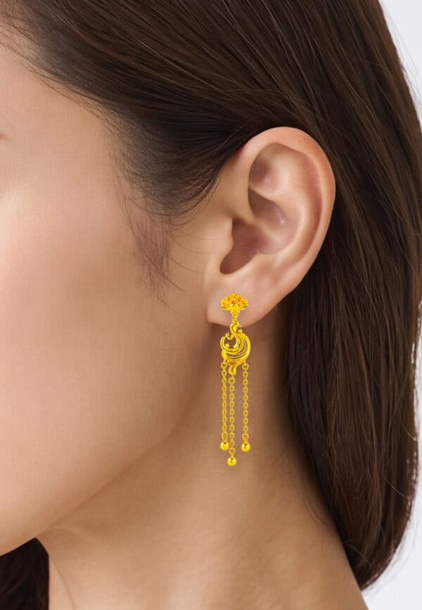 TOMEI x Xifu 【鸾凤缔缘】Earrings, Yellow Gold 999