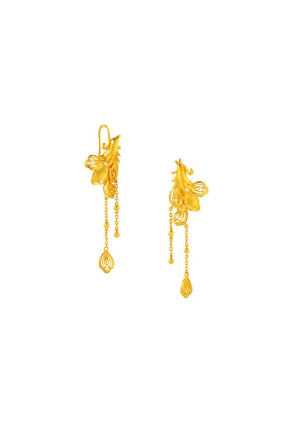 762_0013_DSC03805 TOMEI x Xifu 【凤栖牡丹 II】Earrings, Yellow Gold 999